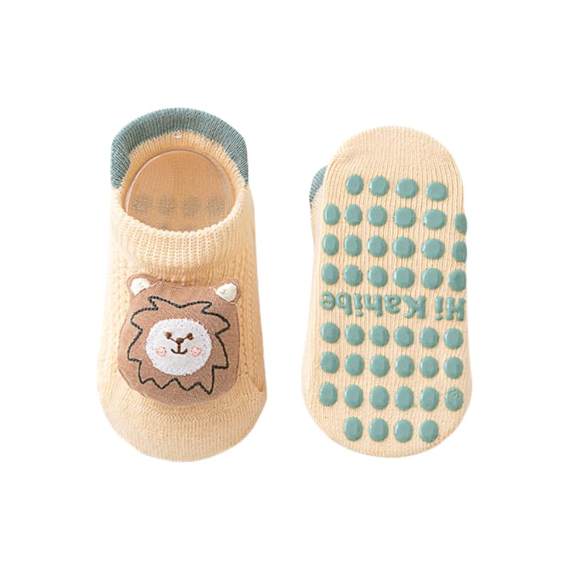 Baby Cotton Socks with Non-Slip Grips | OEKO-TEX Certified A-Class | 3D Cartoon Design | Unisex Toddler Ankle Socks for Spring/Summer/Fall