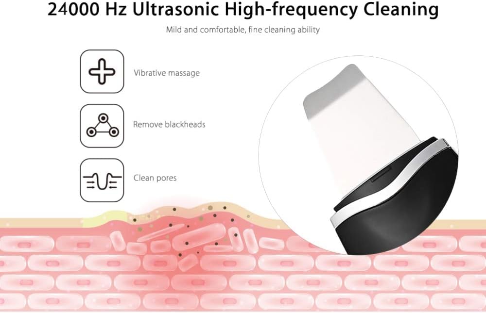 Portable Ultrasonic Blackhead Remover, Rechargeable Facial Cleanser for Facial Skin Cleaning and Exfoliation, Multi-color