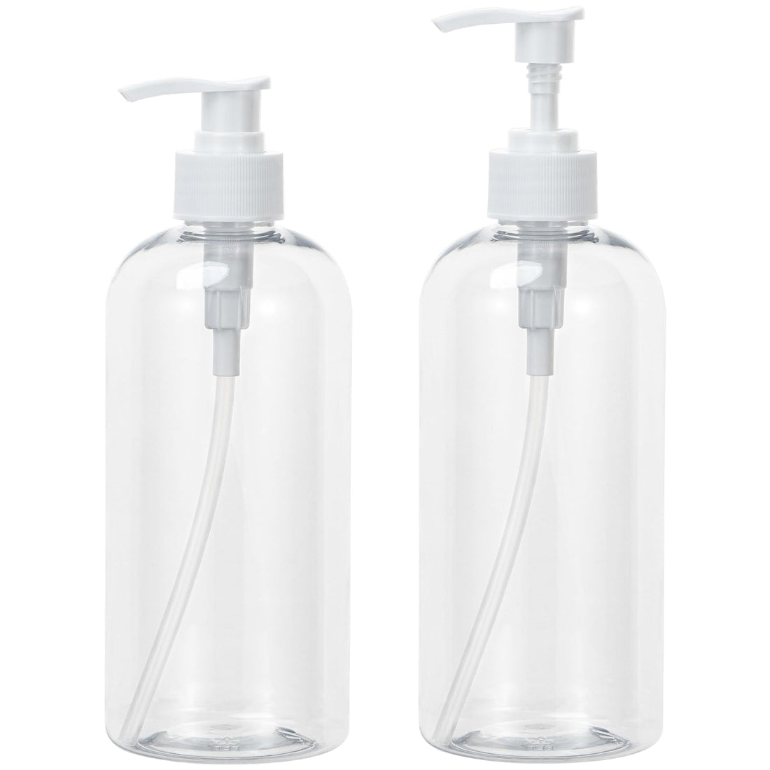 Pump Bottle Shampoo Pump Dispenser, Yebeauty Shampoo Bottles with Pump 16.9oz Clear Plastic Empty Refillable Shower Bottle 2 Pieces Containers with Travel Lock for Soap Cream Lotion Gel
