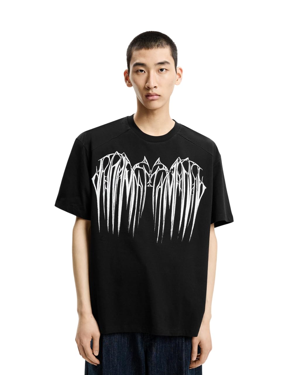 Bershka Short Sleeve T-Shirt with Print, Black