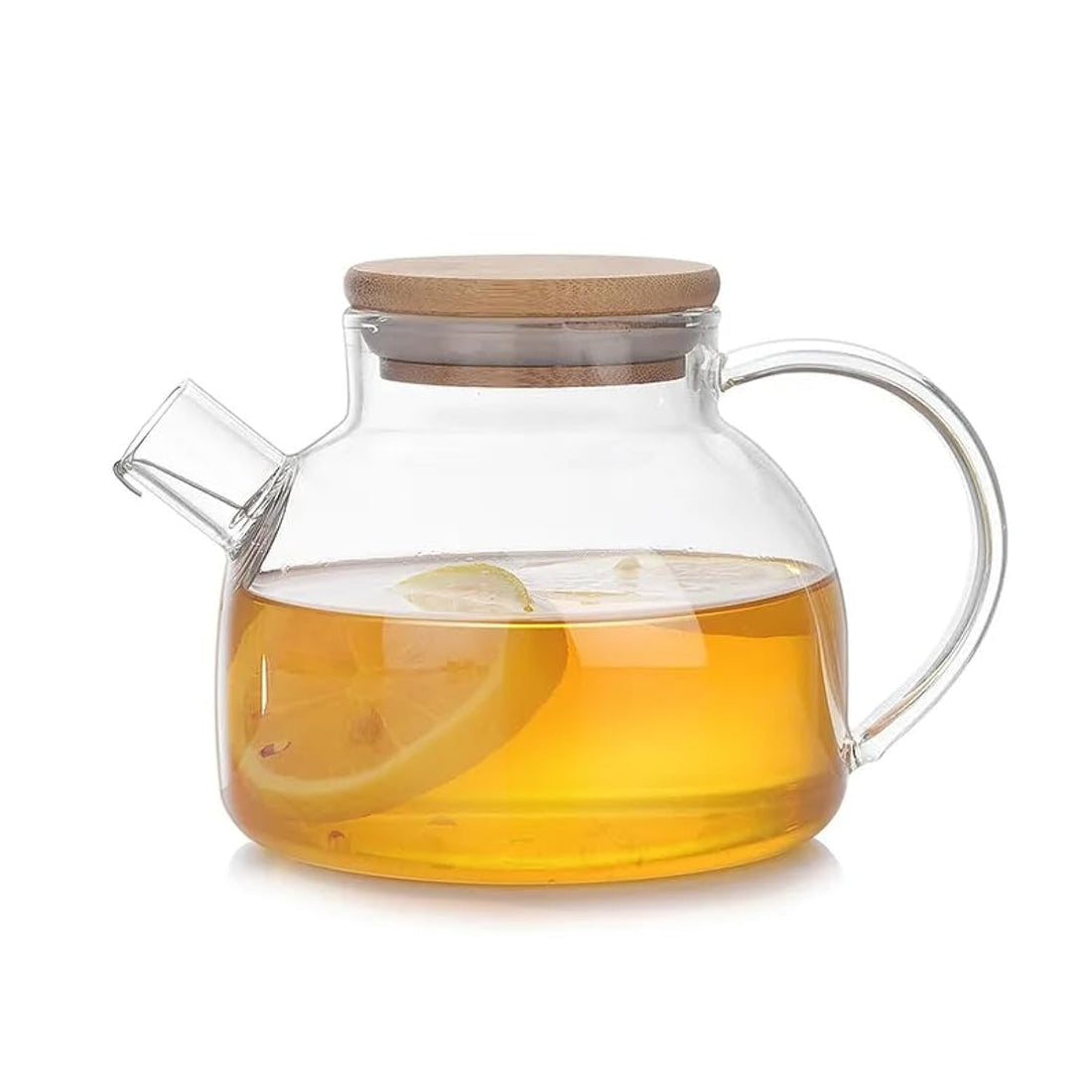 Plan A 1000ml Glass Teapot with Bamboo Lid and 4 Glass Cups, Borosilicate Teapot Stovetop and Fridge Safe, Glass Water Kettle with Infuser Stainless Steel Heat Resistant