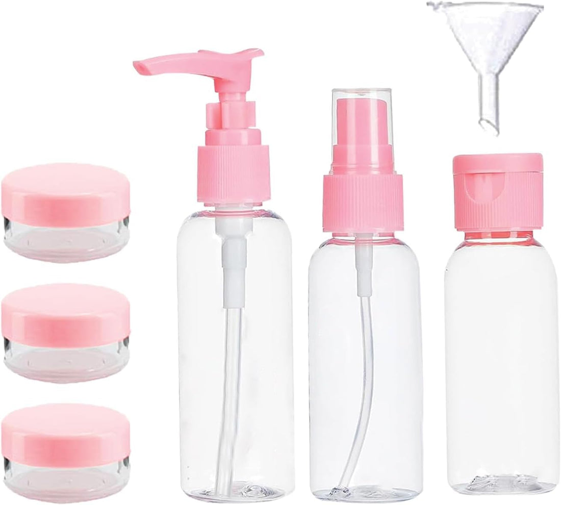 Circle M 7-Piece Travel Toiletry Bottle Kit: Leak-Proof Squeezable Containers with Box
