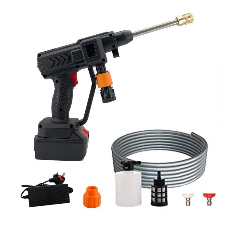 Garden Cleaner - Wireless 48V Pressure Washer with Dual Rechargeable Batteries, Electric Gun, Adjustable Nozzle, and 5m Hose for Thorough Cleaning of Cars, Bicycles, and Outdoor Garden Surfaces