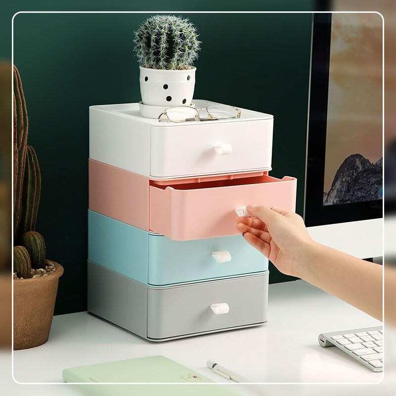 Multifunctional Stackable Storage Tray Organizer Home Office Table Organizer Organizer Makeup Accessories Organizer (Grey) (1)