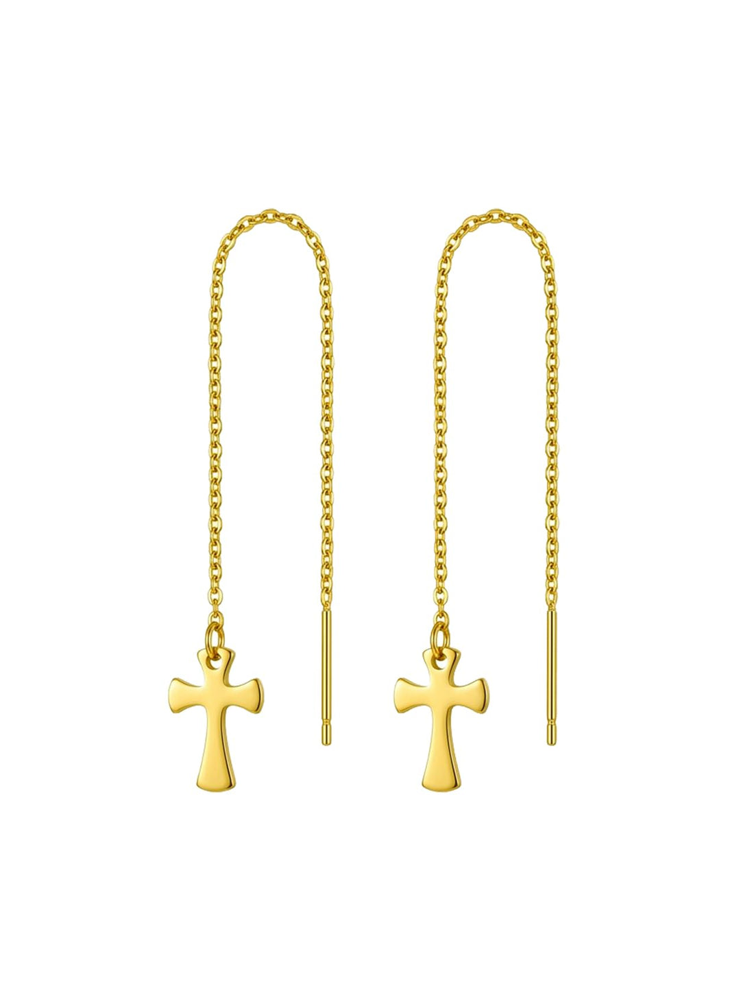 Julia Store 18K Gold Plated Stainless Steel Vintage Virgin Mary/Small Cross/Jesus Christ Religious Christian Jewelry Oval Catholic Orthodox Christian Pull Through Threader Earrings