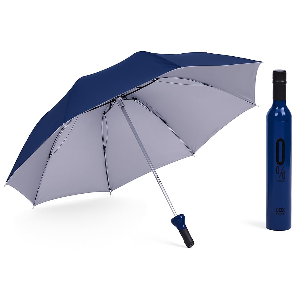 Compact Travel Umbrella for UV and Rain Protection | Double Layer Folding Umbrella with Automatic Opening Mechanism | 98cm Windproof Lightweight Umbrella with Bottle Cover