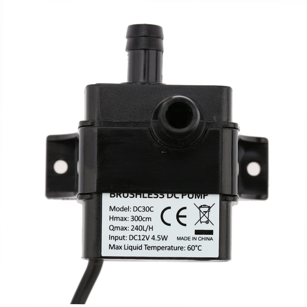 Pond Fountain Anself Ultra-quiet Mini DC12V 4.5W Micro Brushless Water Oil Pump Waterproof Submersible Fountain Aquarium Circulating 240L/H Lift 300cm