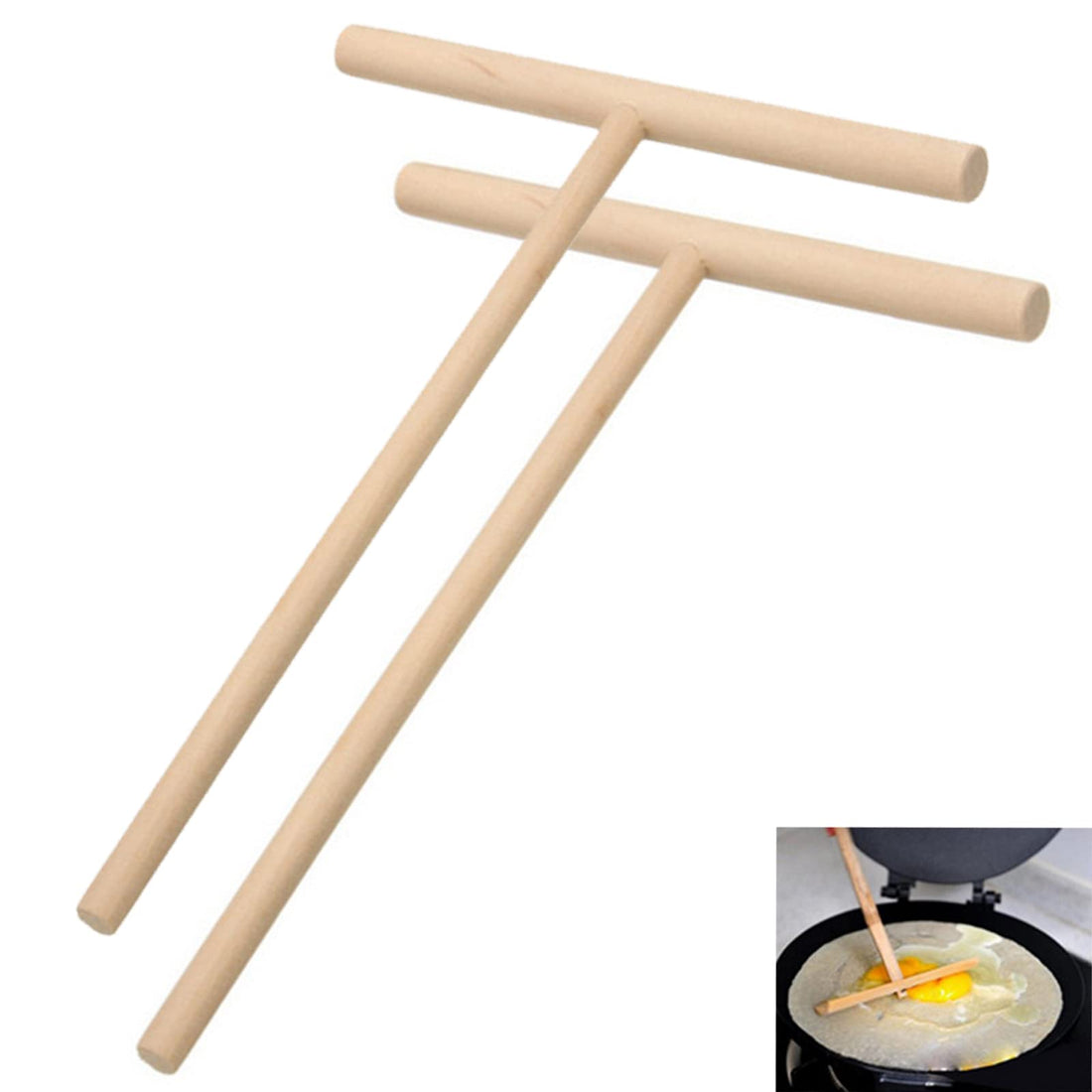 2pcs T Shape Wooden Crepe Stick Pancake Spreader Pancake Spreader Kitchen Accessories DIY Kitchen Tool