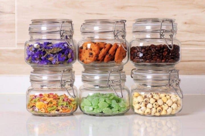 Glass Storage Jars with Airtight Lids, Set of 6, Clear Container Set with Clip Lock, Kitchen Food Storage