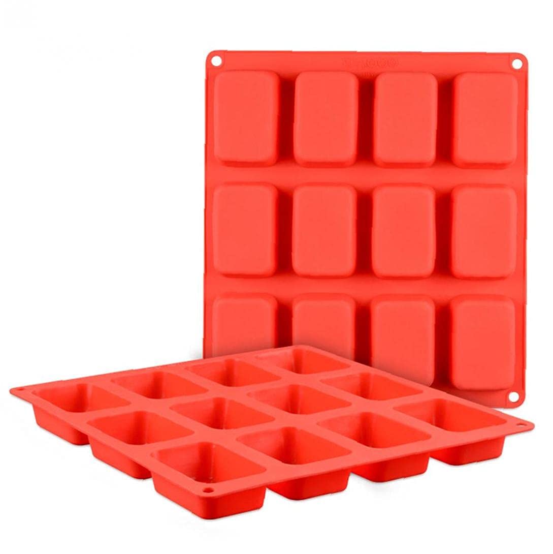 NC Brownie Baking Tin Nonstick Silicone Baking Tray Square 12 Cavity For Brownie Cheesecake Mini Cake Red 2pcs Baking Tray