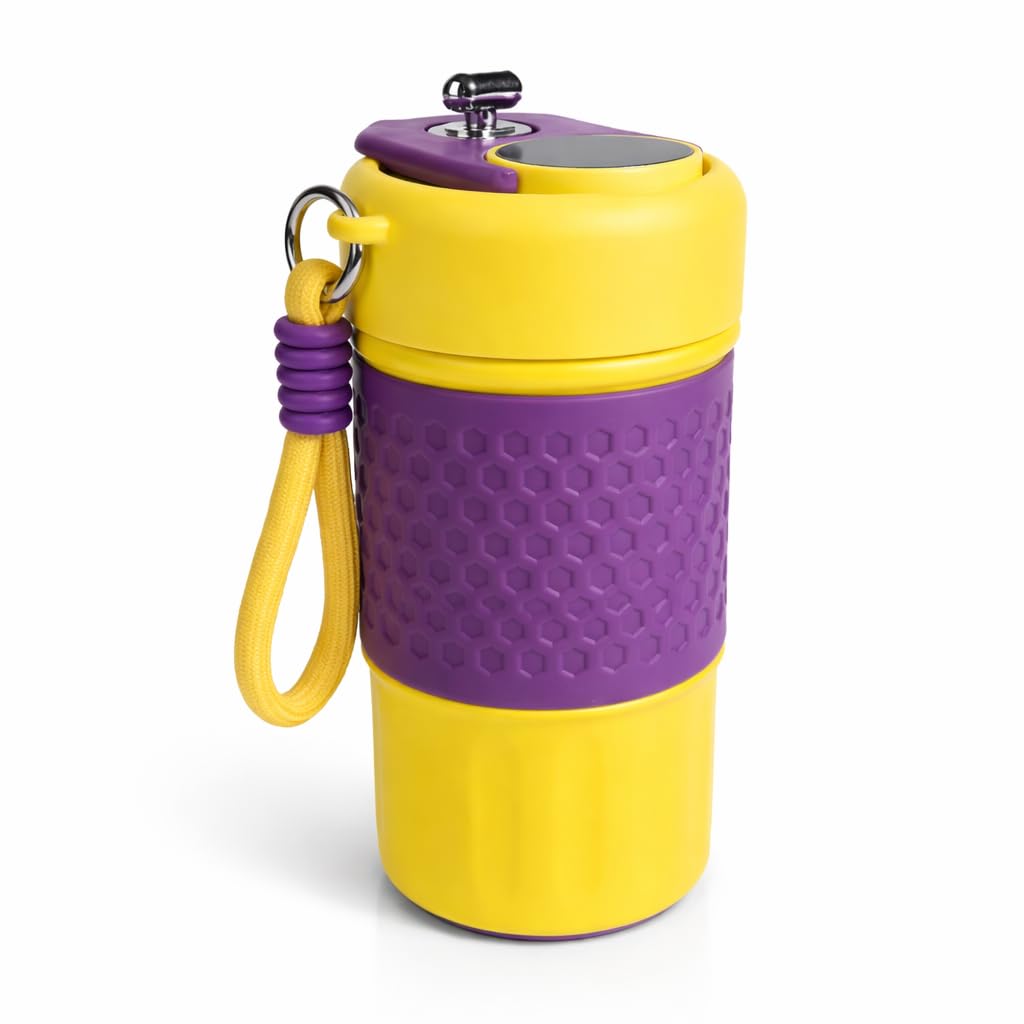 OVA Stainless Steel 450ml Tea & Coffee Mug, Double Wall Vacuum Insulated Travel Mug with Handle & Leak-Proof Lid, Wide Mouth Tumbler Thermo Flask for Hot and Cold Drinks, Office, Gym, Travel, Outdoor