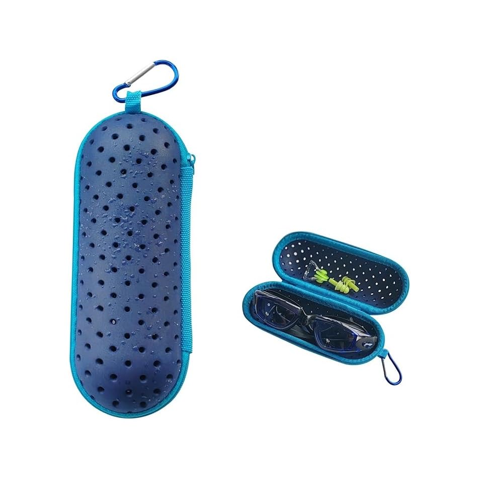 Navy Blue Eva Plastic Swimming Goggle Storage Bag Ventilation Zipper Bag Outdoor Portable Protective Storage Bag for Swimming Goggles Protective Storage Items