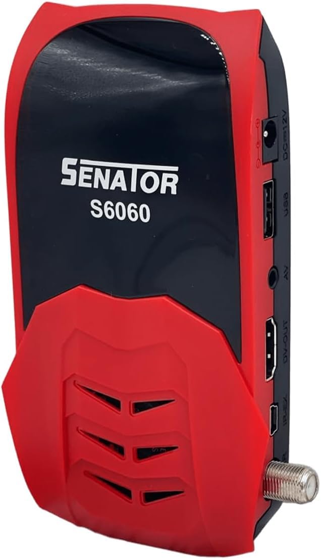 Senator Satellite Receiver S6060, Full HD 1080p, Built-in WiFi, 1GB RAM, USB and HDMI, Black in Red, for HDTV