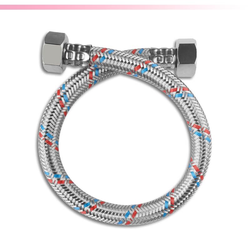 Flexible Hose for Connecting Water Heater – Stainless Steel – Rustproof Brass Fittings – Suitable for Bathroom and Kitchen (Li 40cm)