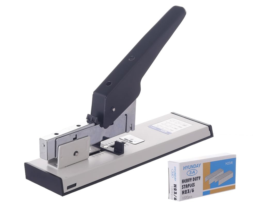 3A Heavy Duty Stapler 100 Sheets 23/6 To 23/13 With 1000 Staples Box - Black & Off White 50SA