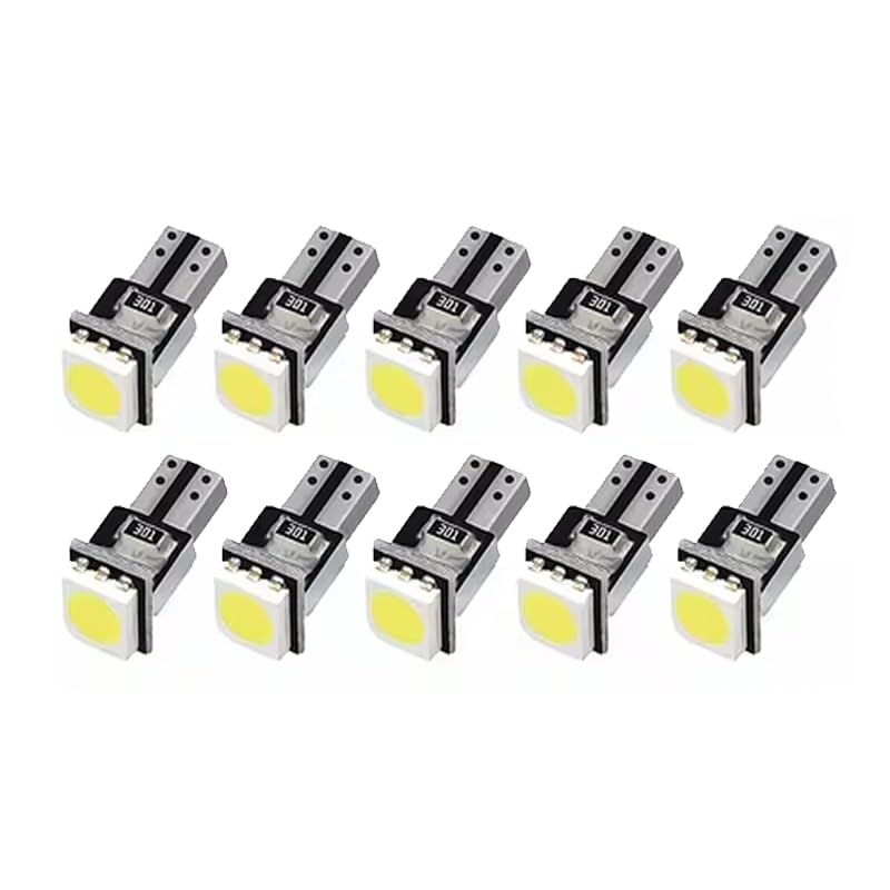 10 Pieces Car Interior Light 5050 T5 LED Dashboard Light Kit Safaya LED Bulbs Variety Uses (White - 10 Pieces - Code:8159) - by KaberTrade