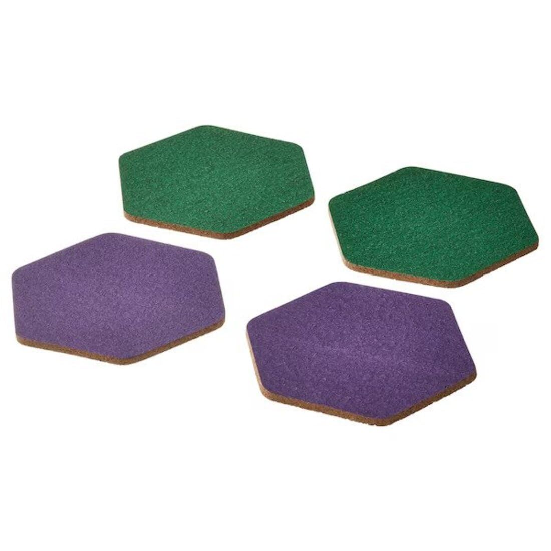 Digital Shoppy TABBERAS Coaster, Cork/Green/Lilac, 10x10 cm (4x4) 4 Pack
