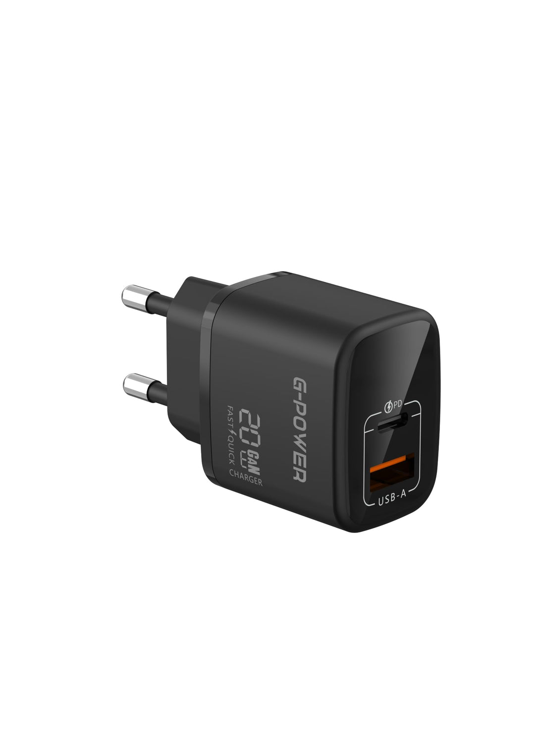 G-Power GP-C10 20W Dual USB Charger (USB-A and Usb-C) Qualcomm Quick Charge 3.0 Compatible with iPhone 16/14/14 Plus/14 Pro/14 Pro Max/13, Samsung, Xiaomi, Pixel 4/3, iPad/iPad - Black