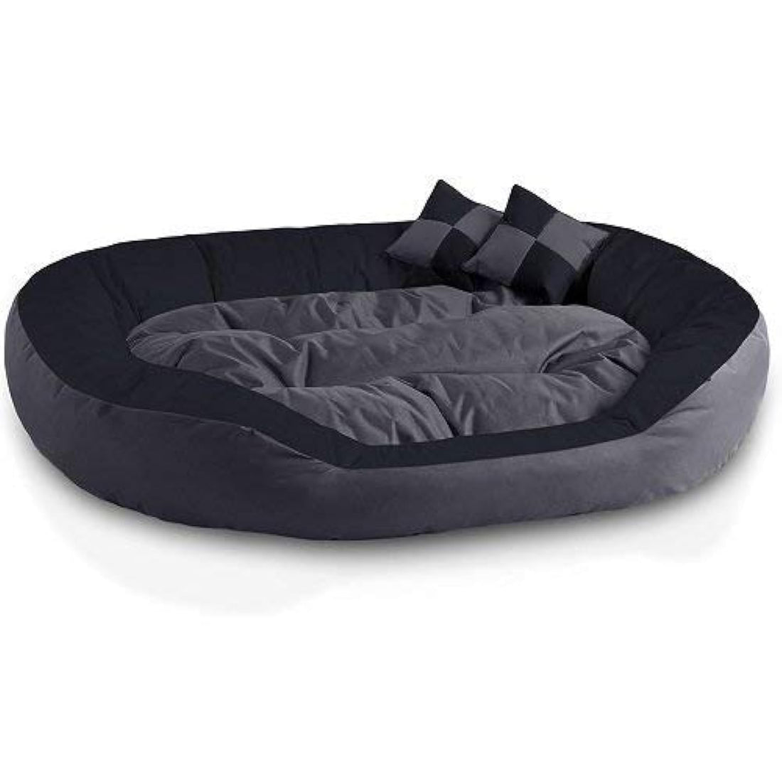 Moro Gorgeous Reversable Grey, Black Egg Shape 2 Small Pillow Extra Ultra Soft Ethnic Designer Bed For Dog/Cat (Export Quality) Size : Small