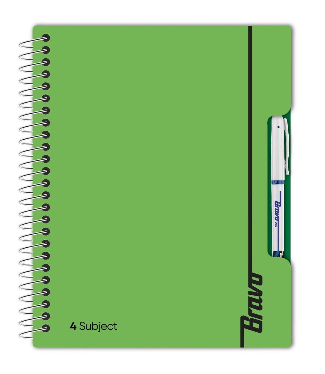Bravo New 4 Subject Notebook, 168 Sheets, 27.3 cm x 19.8 cm Size, Green