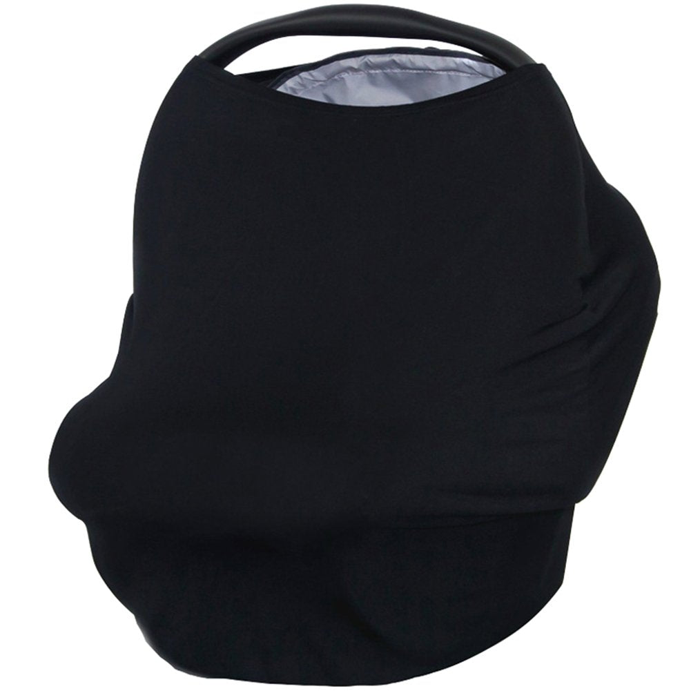 Moro Moro 3 In 1 Nursing Breastfeeding Cover Baby Car Seat Cover Canopy Stretchy Car seat Canopy Grocery Cart Cover (Black)