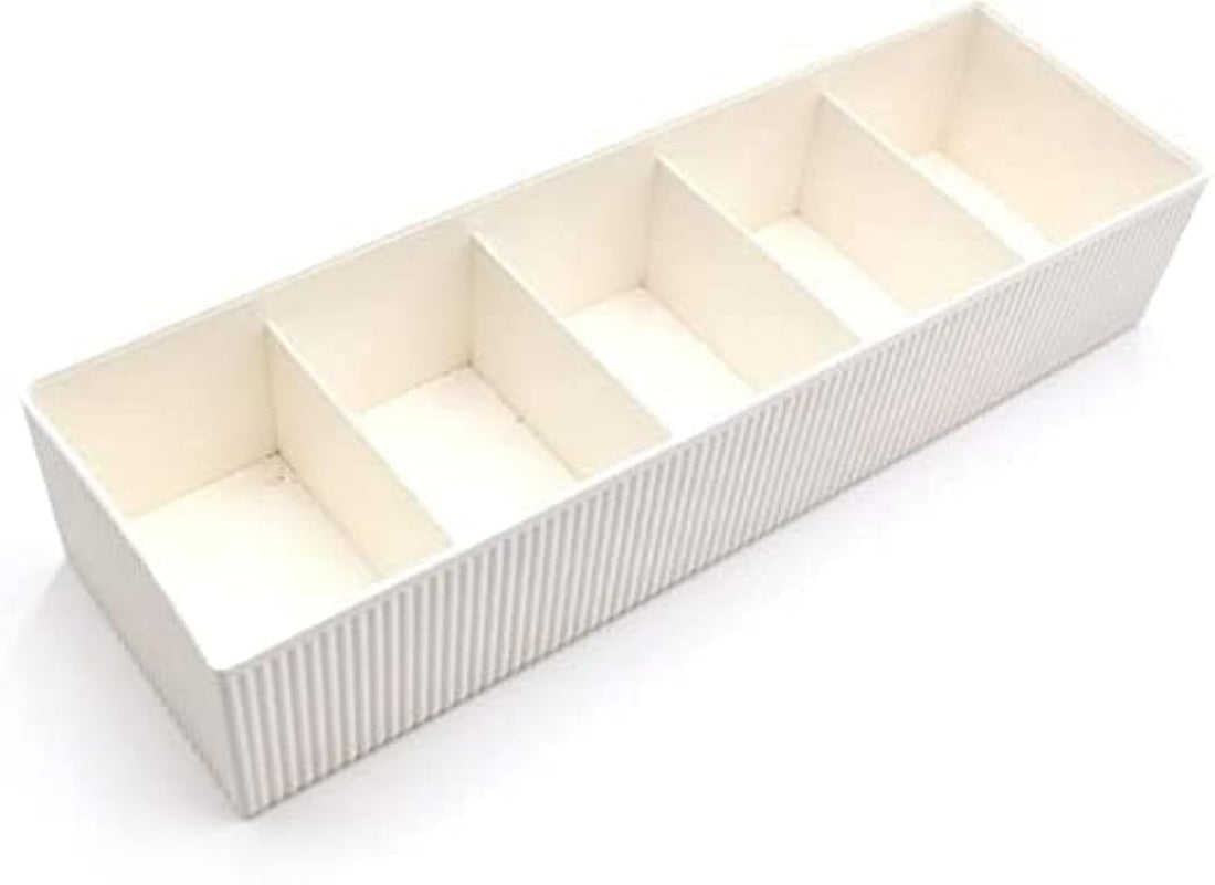 Elegent Multi-function 5 Grid Drawer Storage Box Storage Box Clothing Organizer Boxes Bins Plastic Bra Socks Underwear Ties (White)