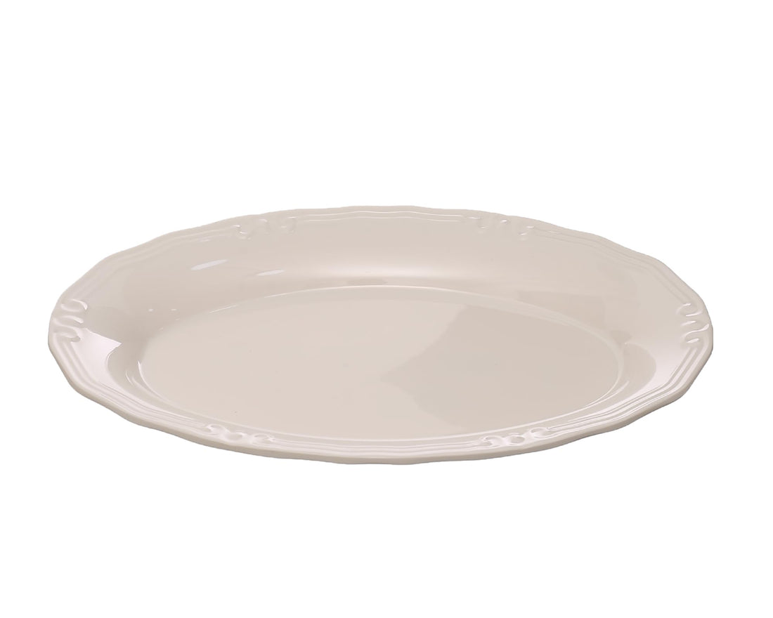 CHN Oval Florence Serving Platter 40x30cm 100% Pure Melamine Durable Shatterproof Eco Friendly BPA Free Dishwasher Safe – White