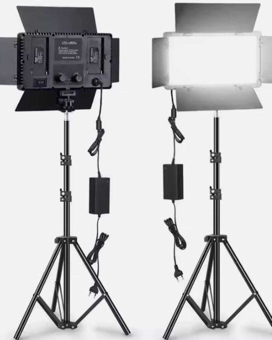 Generic 800 LED Video Light Kit, 3200K-5600K, Rechargeable with 2 Batteries and Charger, Bishtgl Battery and Electric Bishtgl, 360° Rotating Mini Gimbal, Camera and Phone Mountable