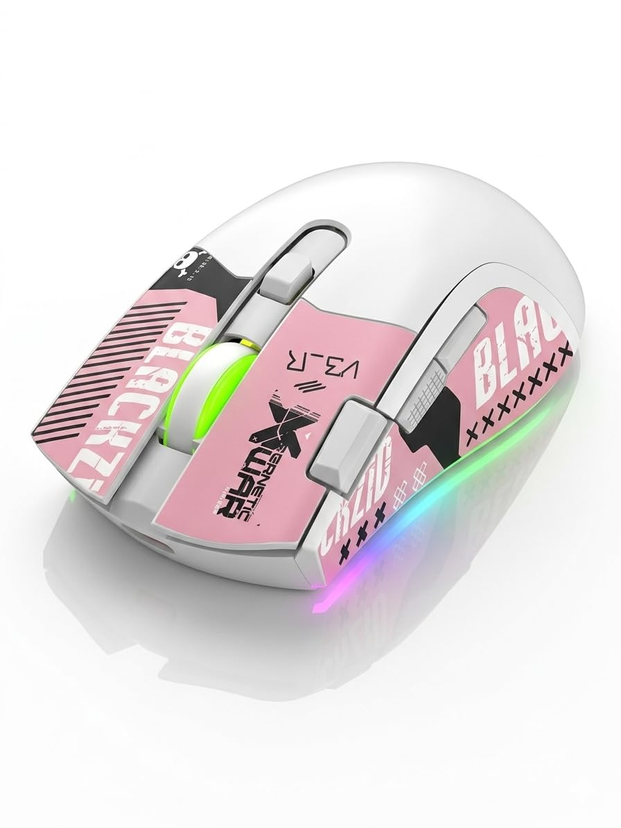 M1 Wireless Gaming Mouse/Connection (Wired A to Type-C + 2.4GHz) Rechargeable | 4000 DPI with 7 Buttons RGB Lighting Model M1 Flamengo
