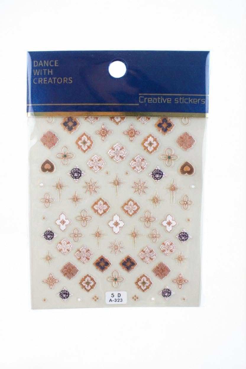 Adhesive Decals - Pretty Nail Art Stickers for Women and Girls with Distinctive Designs and Many Beautiful Shapes for Tips (Model34)