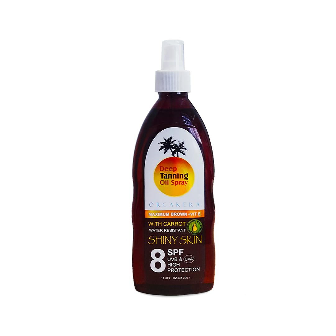 Orgakera Tanning Oil Spray 225ml - Hydrating Sun Tanning Oil for Natural Bronze Glow, Skin Moisturizing & Outdoor Sun Care