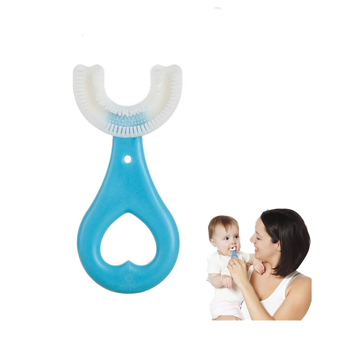 Tazweeq Kids Toothbrushes, Kids u-Shaped Toothbrush Age 2-6, Premium Soft Manual Training Toothbrush, Silicone Bristles Massage Gums, All-Round Cleaning Toothbrush for Boys Girls, Blue