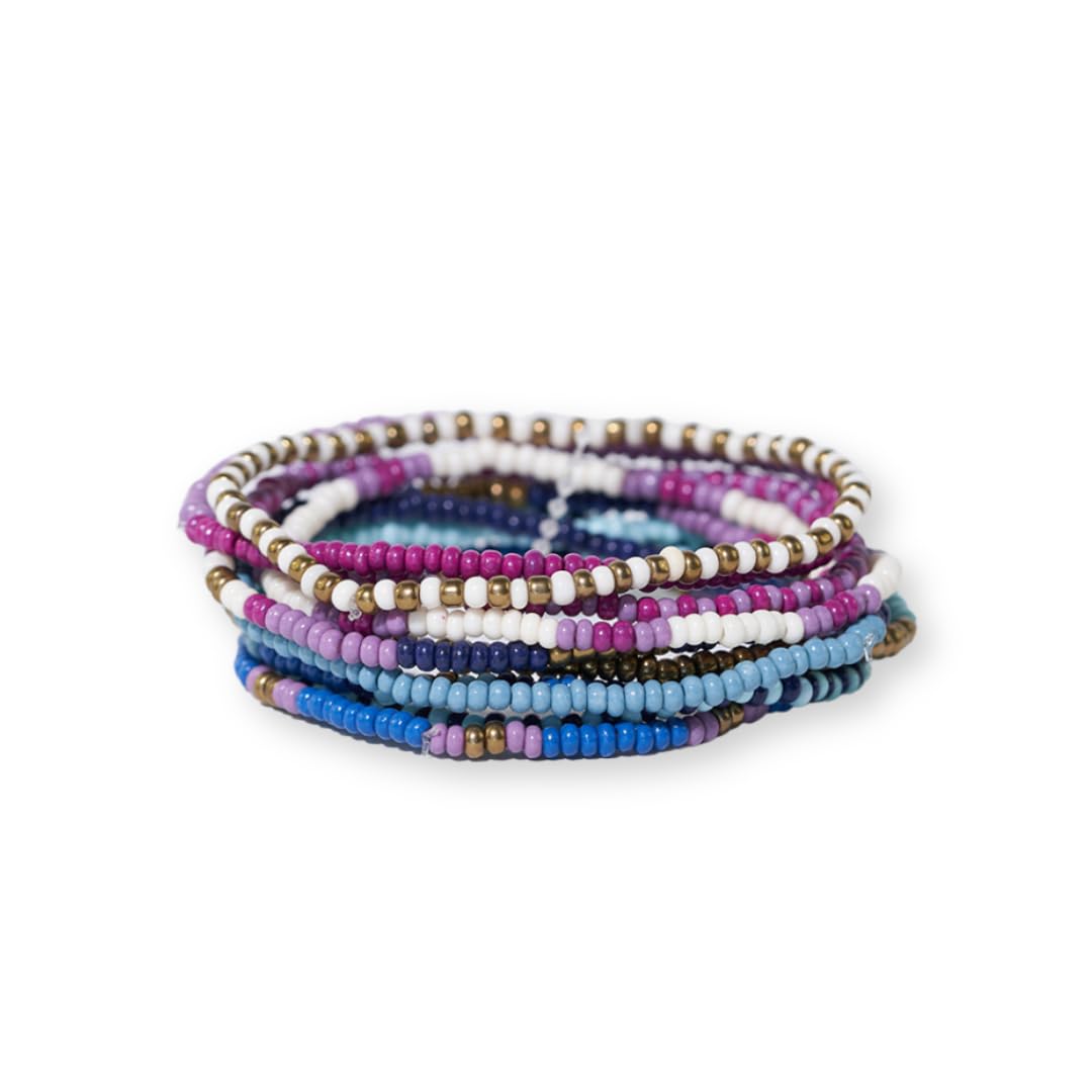 INK + ALLOY Women's Beaded Stackable Bracelets Sage 10 Strand Stretch Boho Mix and Match Bracelet Stacks Handmade Jewelry for the Modern Bohemian, 10 Count (Iceland)