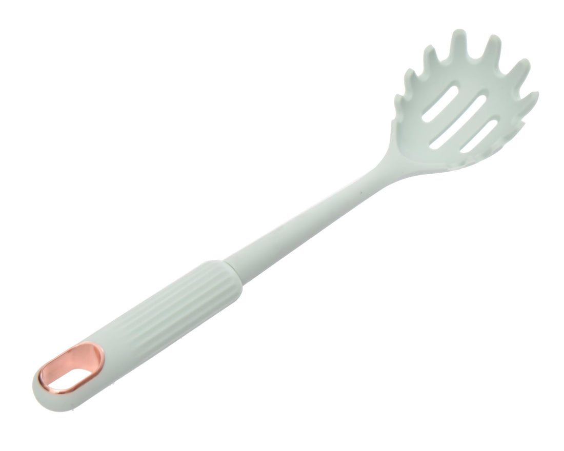 Pasta Serving Spoon with Ergonomic Handle, Mint Green and Rose Gold, Kitchen Utensil