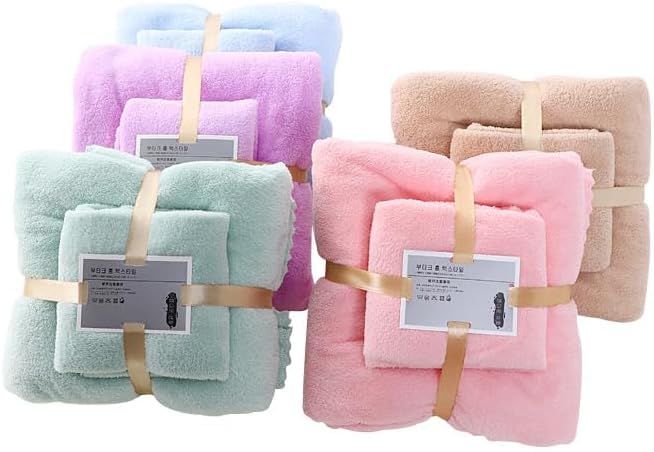 AREXOL Luxury Bride Towel Set Microfiber 2 Pieces High Absorbency Soft Touch Large and Small Sizes with Elegant Mesh Bag for Home and Gift Use
