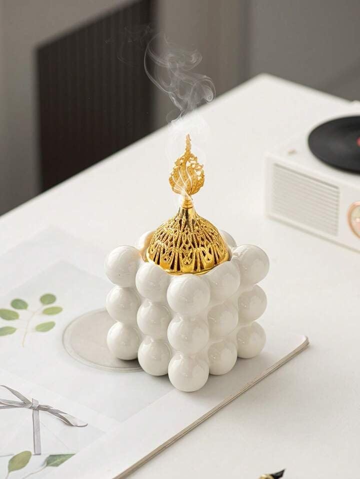 Incense Burner Decor Incense Holder Elegant One Piece Fits All Decorations Unique Decor for Relaxation Sessions Welcome Atmosphere Luxury Touch for Rooms Bathroom Office (White Bubbles)