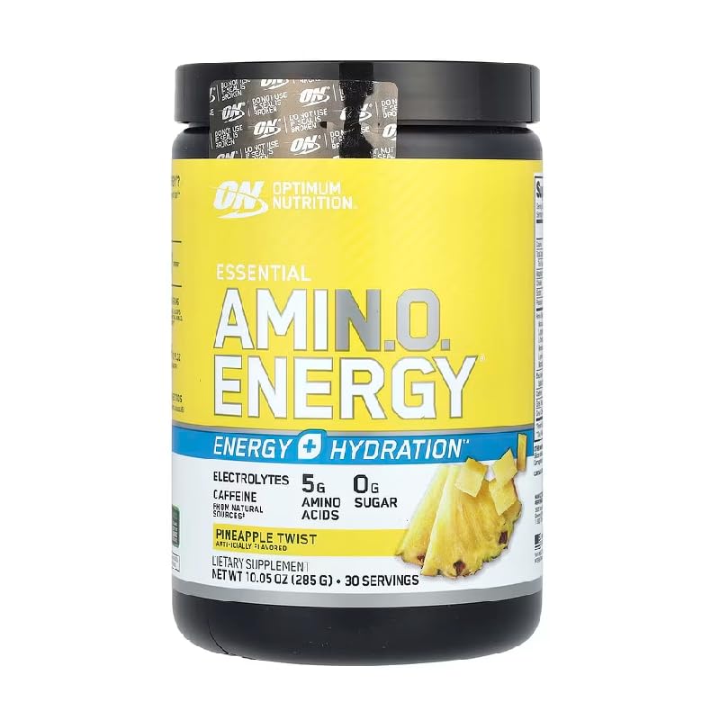 Optimum Nutrition Essential Amino Energy + Electrolytes, Tangerine Wave, 30 Servings, 285g, Pre-Workout and Post-Workout Supplement, 5g Amino Acids, 100mg Caffeine (Pineapple)