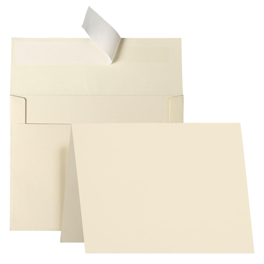 Cream Folded Blank Cards and Envelopes, Goefun 4.25 x 5.5 Ivory Cardstock and A2 Envelopes Self Seal 100 Pack for Wedding, Invitations, DIY Greeting Cardstock, Thank You Cards & All Occasion