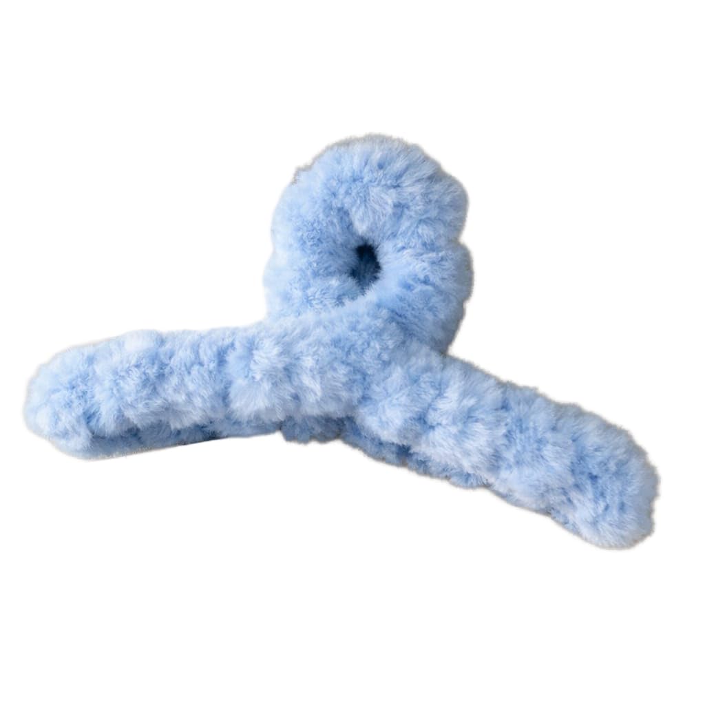 Women’s Soft Faux Fur Hair Claw Clip Size 5 cm - Strong Grip Hair Accessory, Non-Slip Design (Light Blue)
