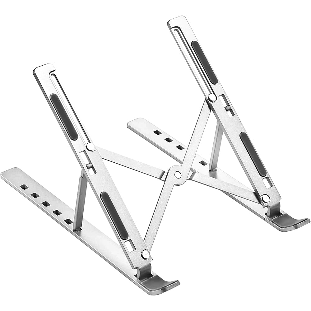Laptop Stand for Desk, Adjustable Laptop Riser with Storage Bag, Non-Slip Silicone Pads, 6 Eye Levels, 10" to 15.6", Aluminum MacBook Stand, Foldable Laptop Holder