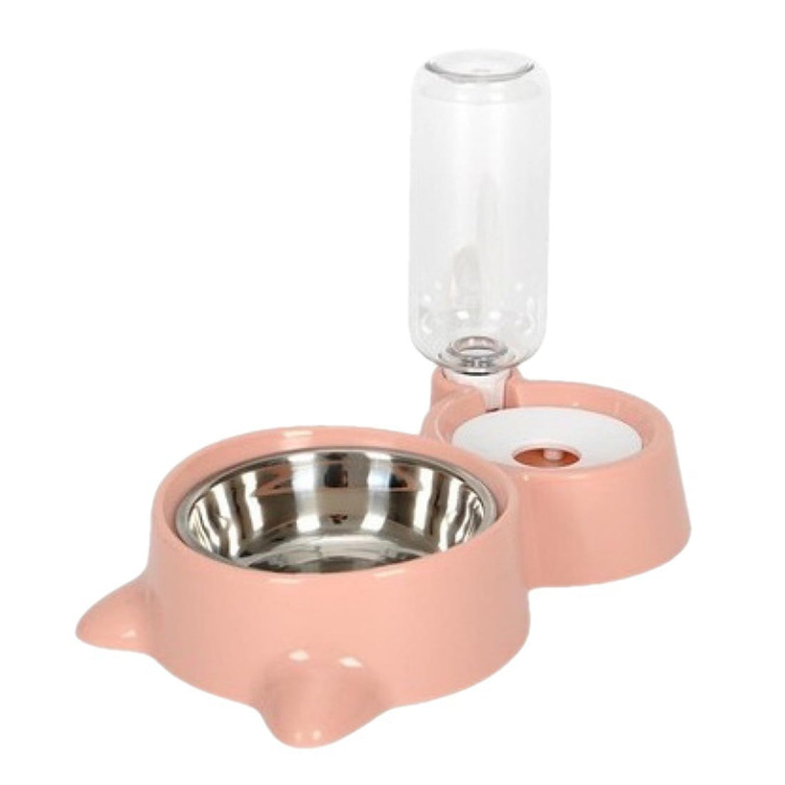 Tazweeq Double Dog Cat Bowls, Cat Bowl, Pets Water and Food Bowl Set with Detachable Stainless Steel Bowl, Dog Water Feeder Bowl, Cat Drinking Fountain, Food Dish, Pet Bowl Goods (Pink)