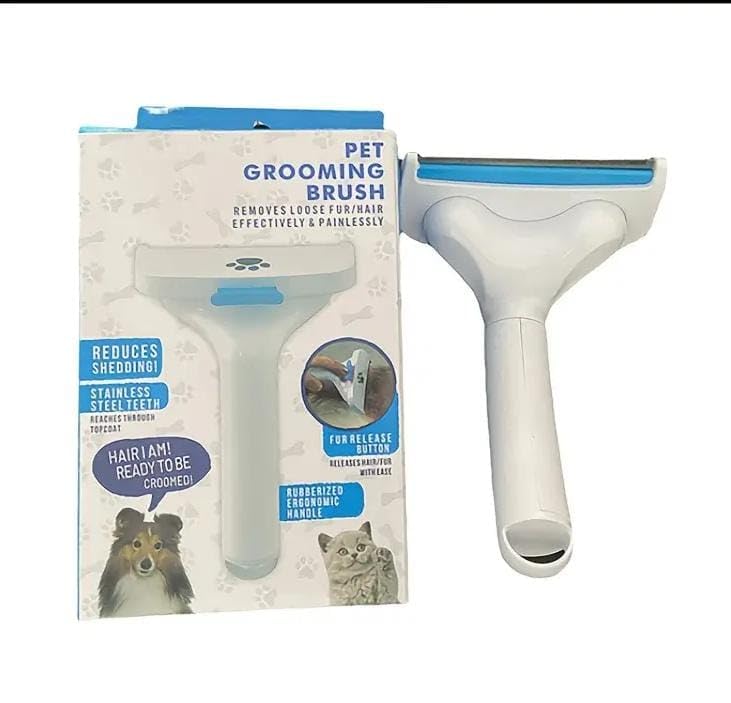 Pet Hair Remover Brush for Dogs & Cats, Reduces Shedding, Stainless Steel Teeth, Ergonomic Rubber Handle, Effective Fur Remover for Easy Grooming, Pet Shedding Tool for Dogs & Cats