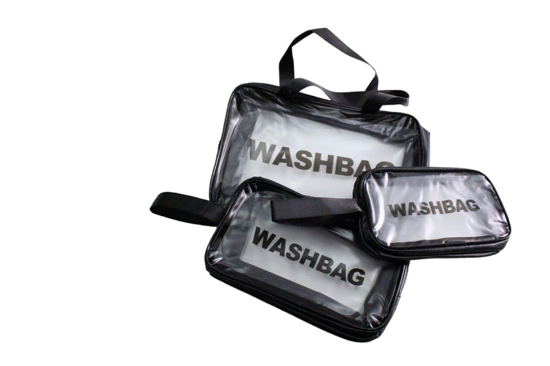 3 PCS Clear Toiletry Bag, Makeup Bag Set, PVC Transparent Wash Bag Makeup Bag Travel Business Vacation Bathroom Organizer for Men, Women, White, Clear Toiletry Bag Set (black)