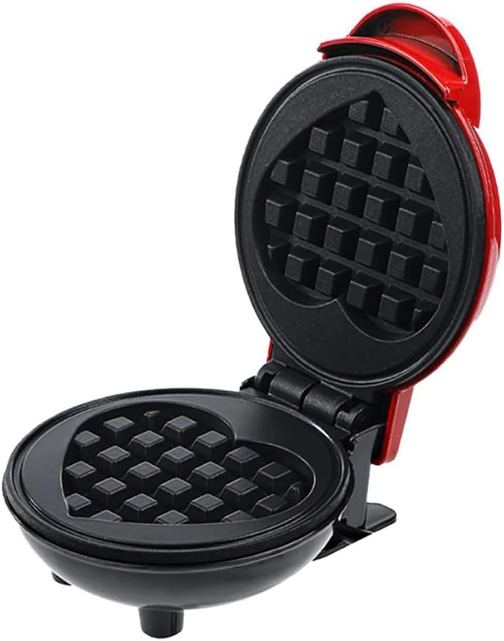 Mini Waffle Maker Portable Electric Round Waffle Maker Grill Machine for Ind ividual Pancakes, Cookies, Eggs Individual Waffles, Paninis (red)