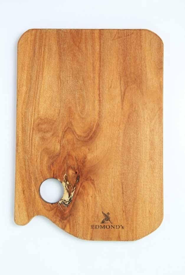 EDMOND'S Premium Natural Wood Palette - Oil and Acrylic Color Mixing Palette with Ergonomic Classic Design (Thumb Hole) - Surface Treated and Easy to Clean for Artists and Professionals