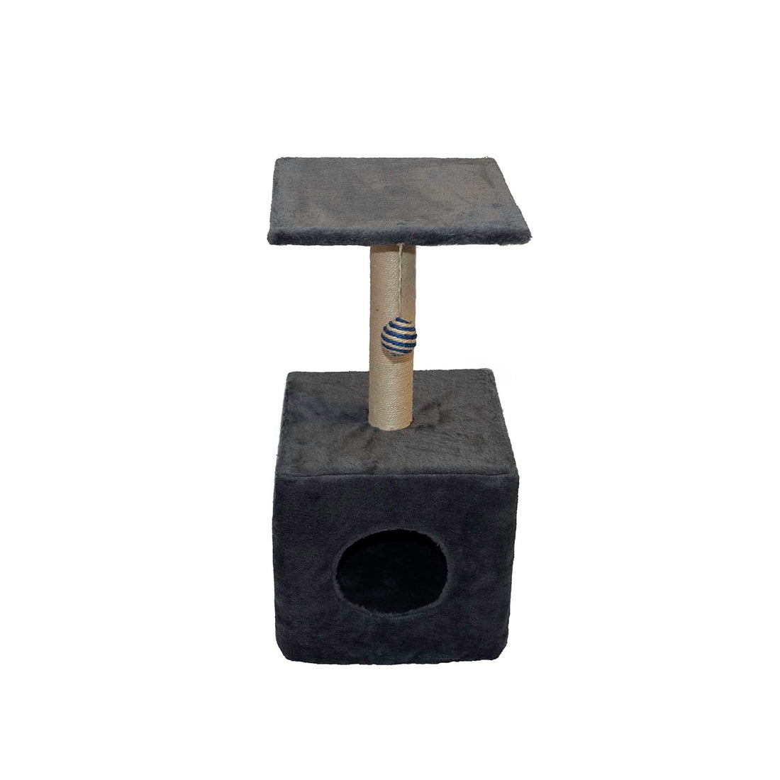 Three Cats Tree Scratching Post Cat Tree Climber Made Spain Base Nest Cat 2 Tier Height 65 cm Sisal Column Toy Pet (Grey)