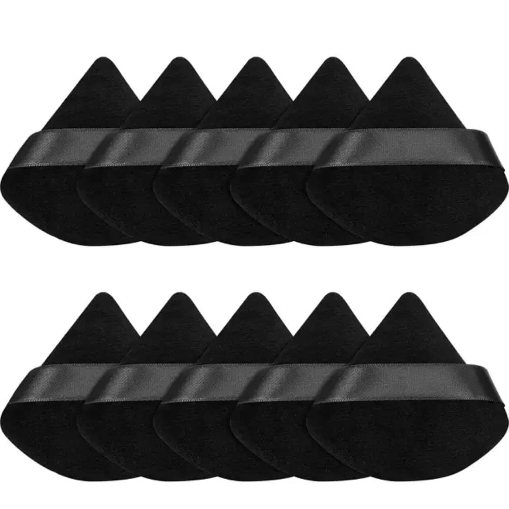 TATORERA 10pcs Triangle Powder Puffs,Makeup Powder Puffs Soft,Soft Cosmetic Powder Puff,Makeup Sponge Tools for Applying Loose Powder/Dry Powder/Liquid Foundation/Mineral (Black)