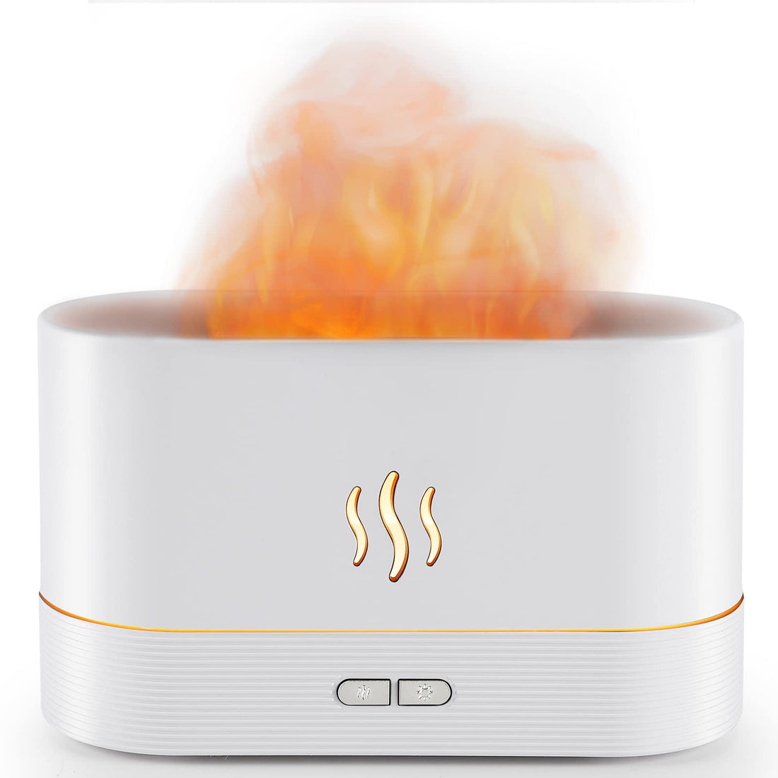 Flame Diffuser Humidifier-Noiseless 180ml Essential Oil Diffuser-2 Modes Brightness Aroma Humidifier with Fire Flame Effect for Home,Office,Spa,Gym(White)