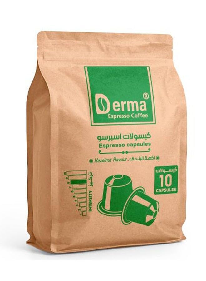 Derma Espresso Coffee Hazelnut flavor espresso capsules - 10 capsules