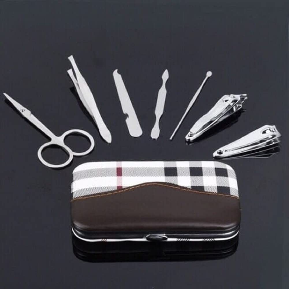 7 In 1 Manicure Set Case Professional Portable Stainless Steel Nail Clipper Kit Finger Plier Travel Mini Nail Cutter Kit Set Nail Art Tools Pedicure Care Tool Design for Kids Women and Girls